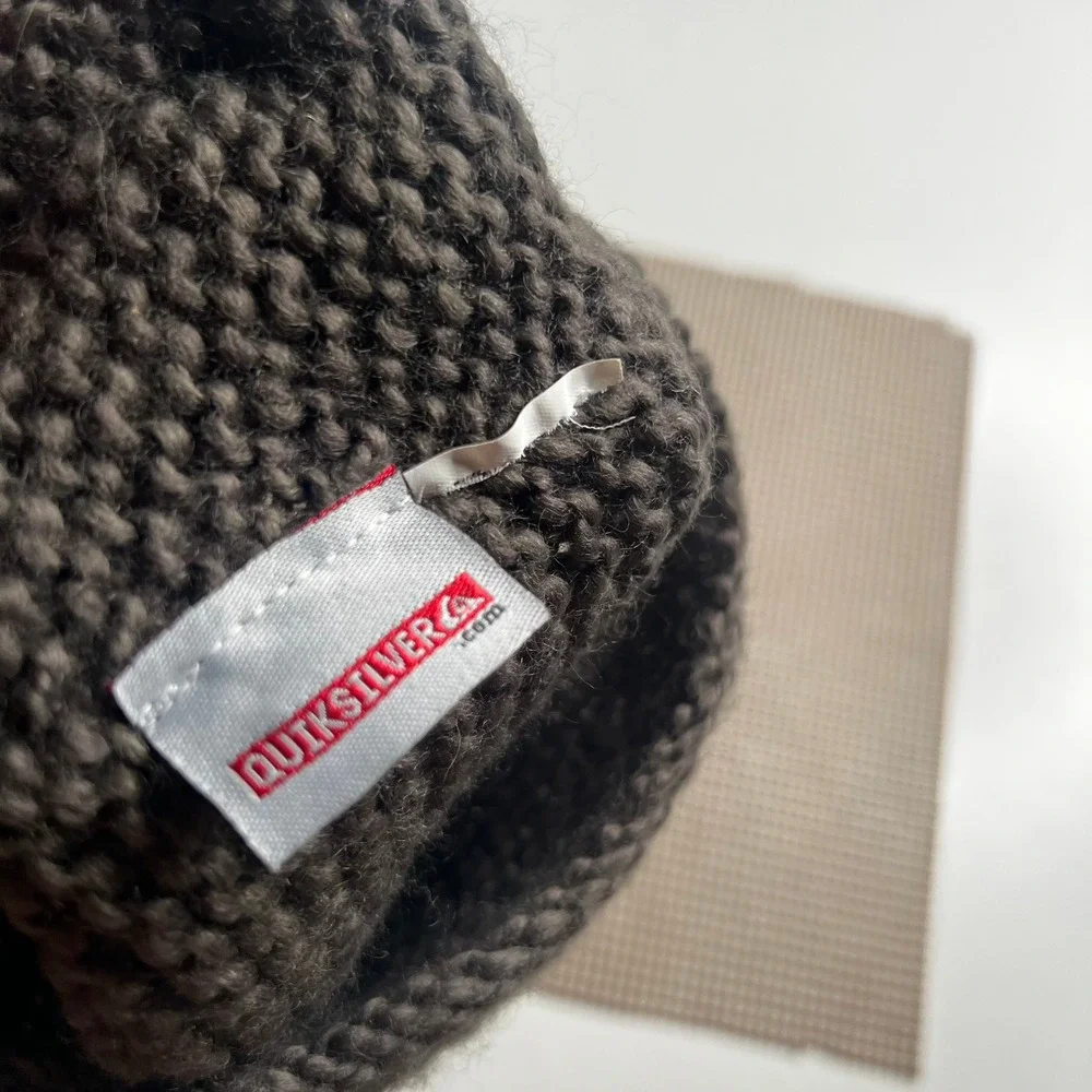 Quiksilver Mens Chunky Knit Beanie Hat Charcoal Grey Surf Skate Winter Cap